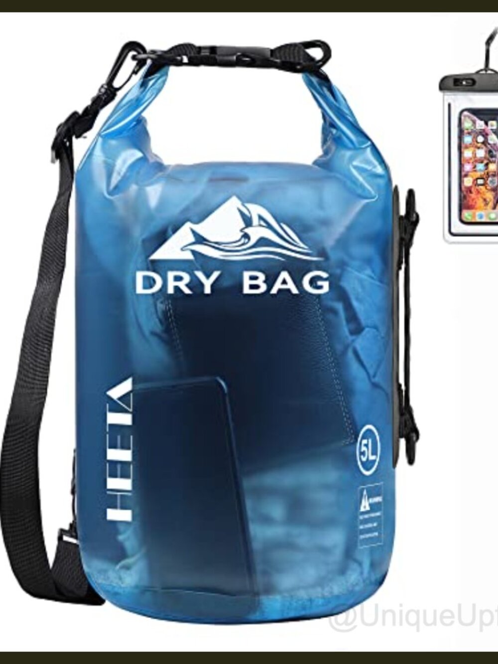 HEETA Waterproof Dry Bag Backpack PVC with Phone Case 5L